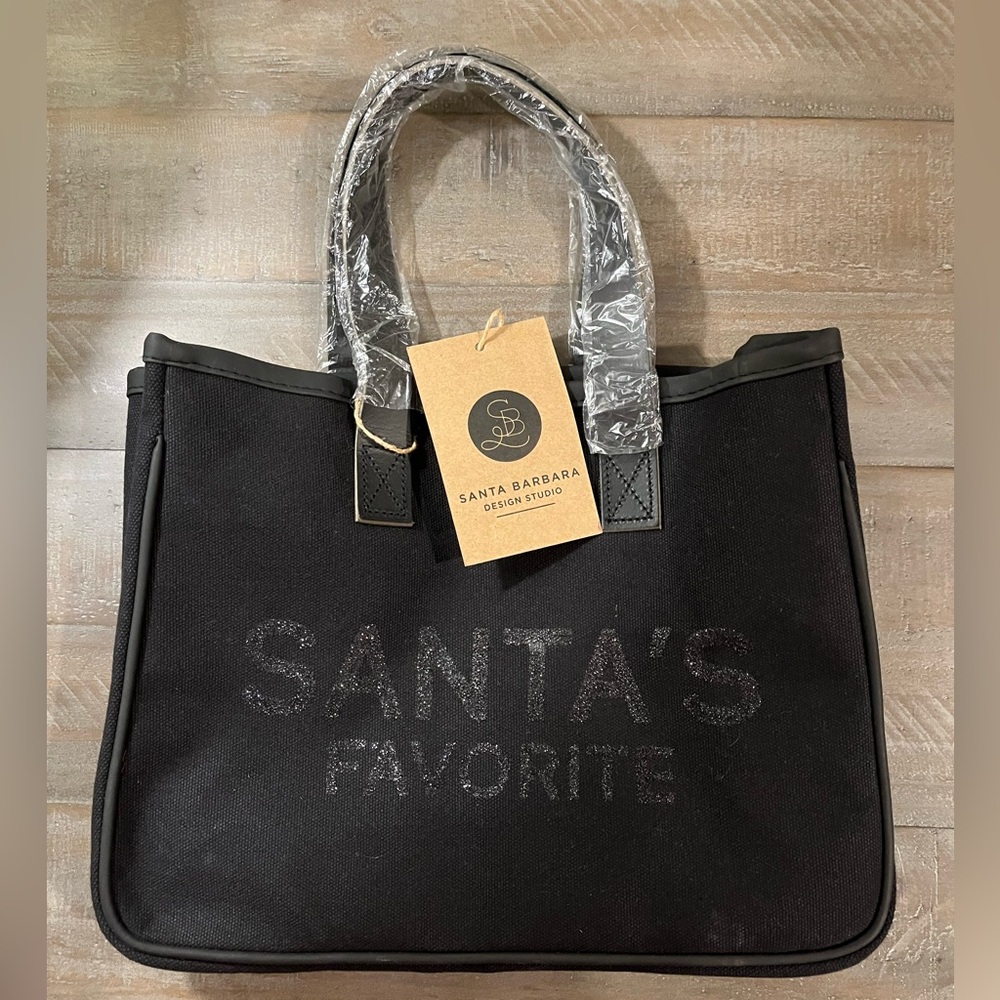 Santa Barbara Design Studio Black Holiday Mini Canvas Tote Bag, Santa’s Favorite - Picture 2 of 8